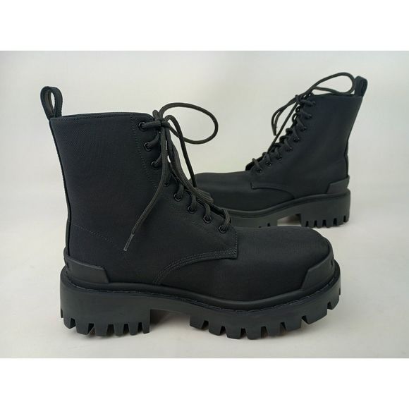 Balenciaga Women's Strike Nylon Combat Boots Black Size 35.5 - Picture 3 of 8